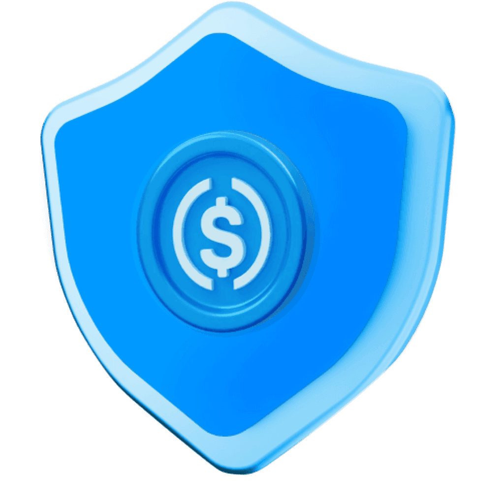 Billetera digital segura en dólares con escudo de protección — Fireblocks, Chainalysis y Visa