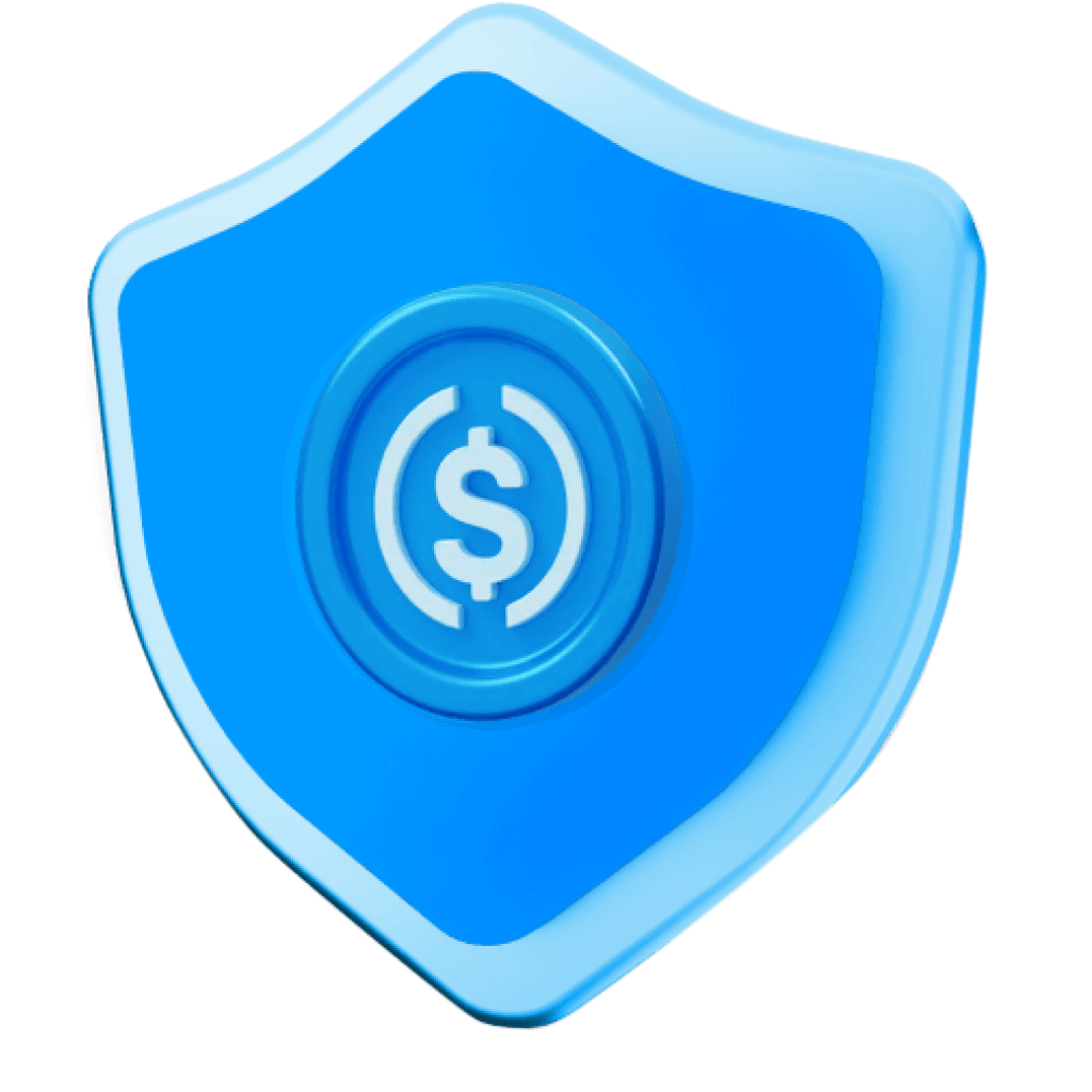 Dolar digital dentro de un escudo que representar la protección